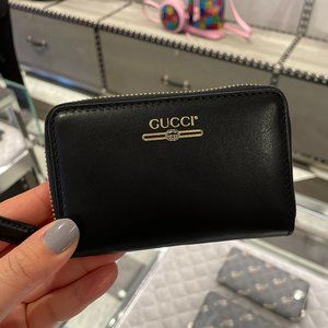 NWT GUCCI Print Zip-around Card Case Wallet Black 547597 0YA0G 1000